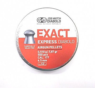 Diabolo JSB Exact Express 4,5mm 0,510g 500 ks -  Ráže 4,5mm