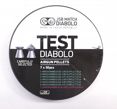 Diabolo JSB TEST Match 4,5mm pistolové 7x50ks -  Ráže 4,5mm